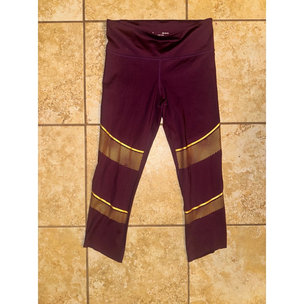 Under Armour Breathelux Womens Medium Purple Gold Graphic Crop‎ Leggings